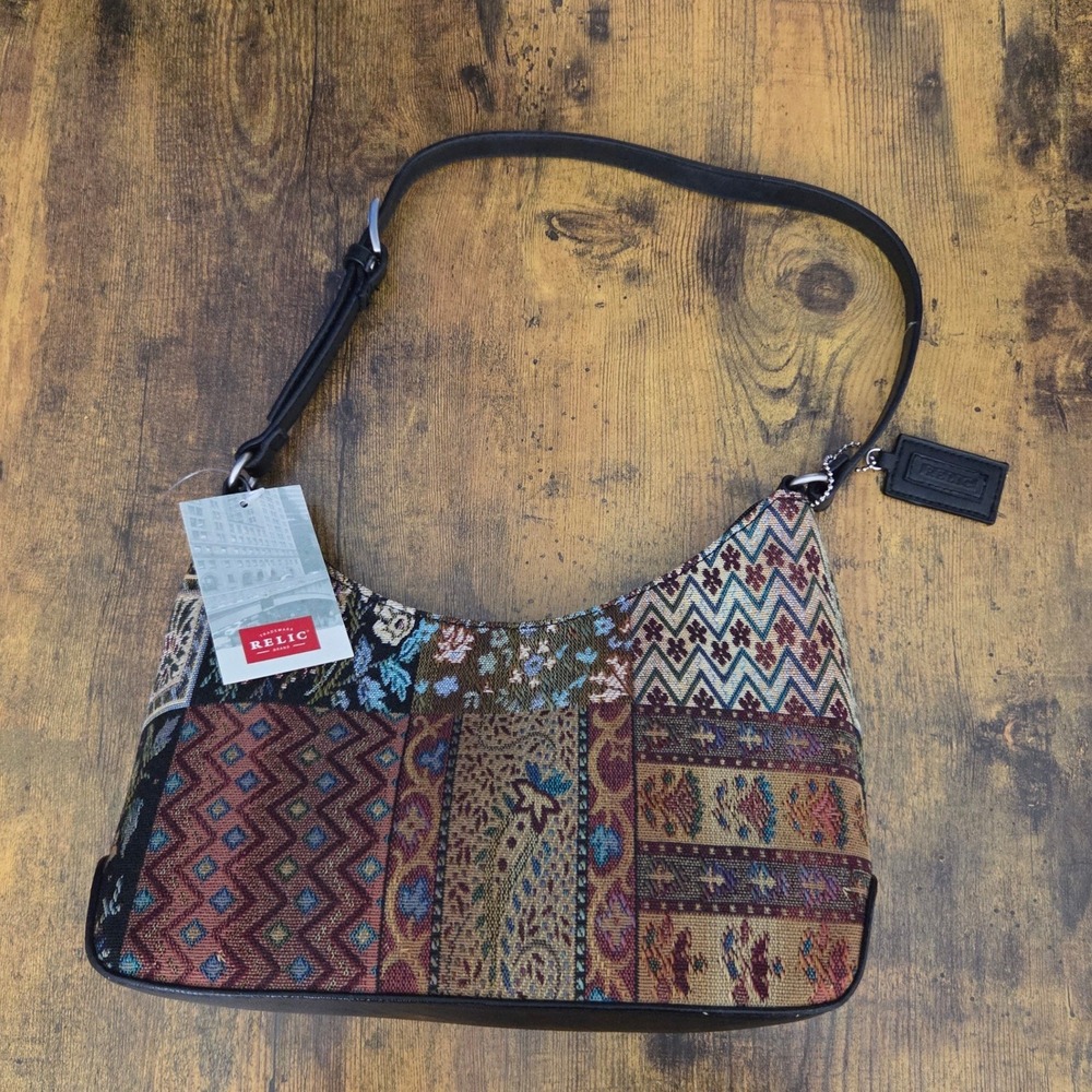 NWT Vintage Y2K Relic Tapestry Patchwork Shoulder Bag Deadstock Boho Hobo Purse